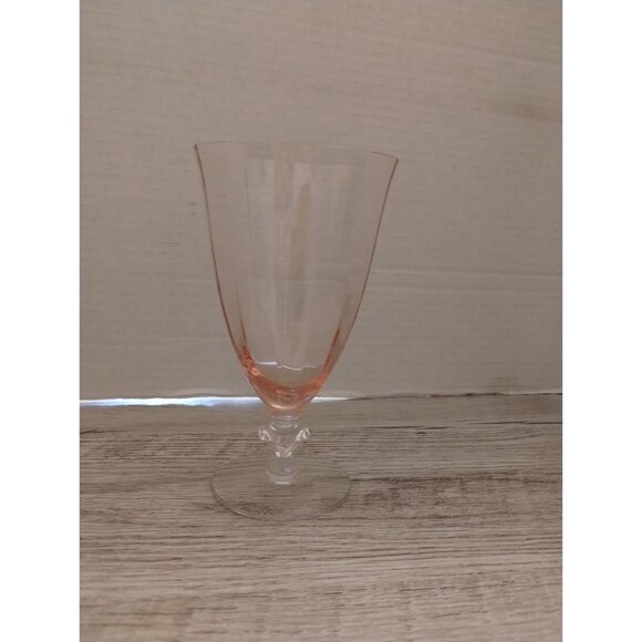 Vintage Pink Glass Goblet With Elegant Stem Design 6 1/8" - Picture 4 of 4